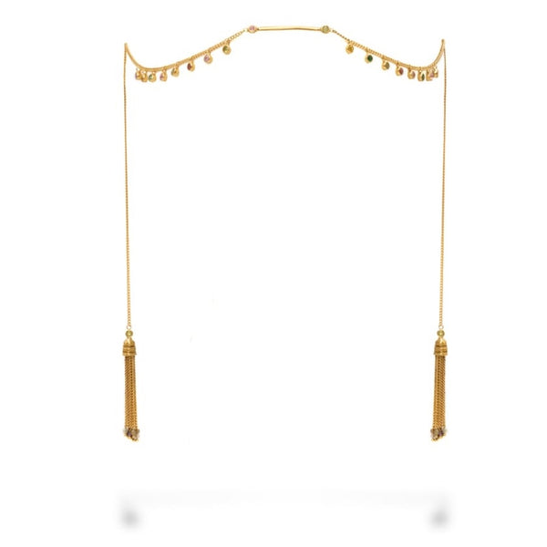 Gold Veiled Face Chain With Tassels