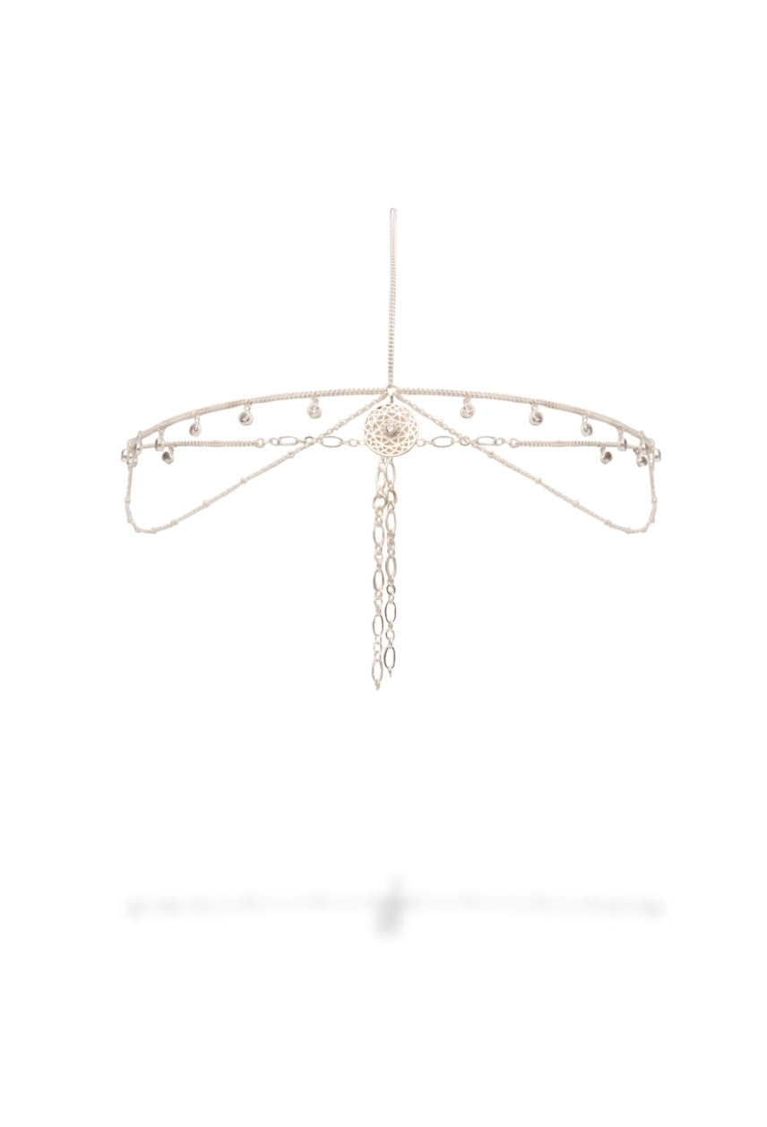 Tiara with Sacred Symbol of Crown Chakra in Silver