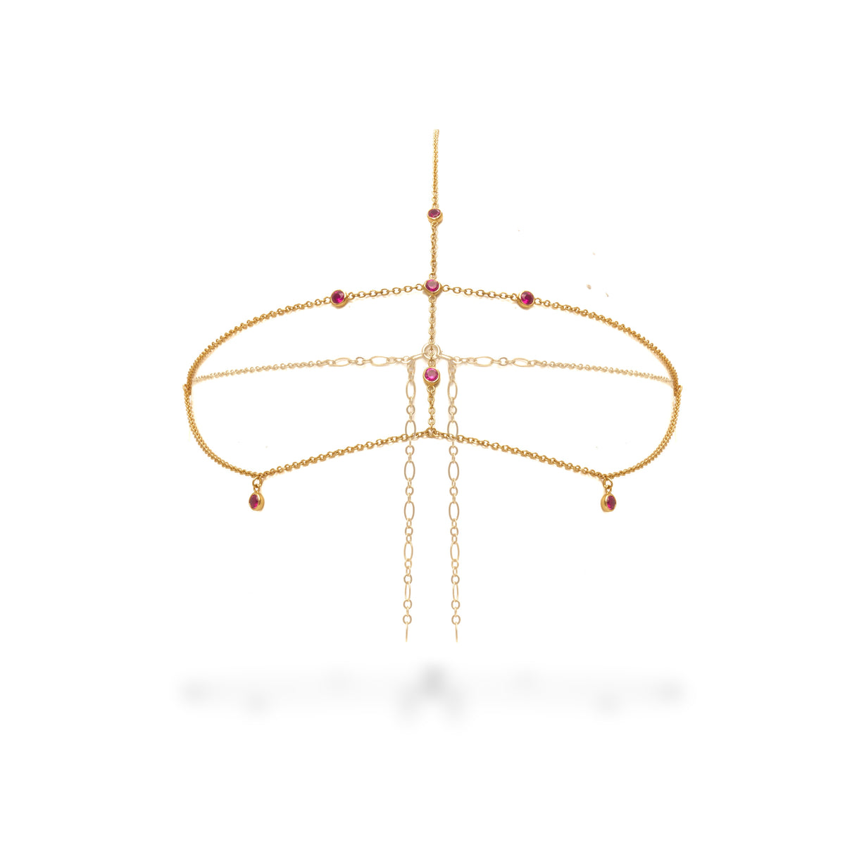 Fusee Chain Ruby Ruby muse I Gold Veiled Face Chain